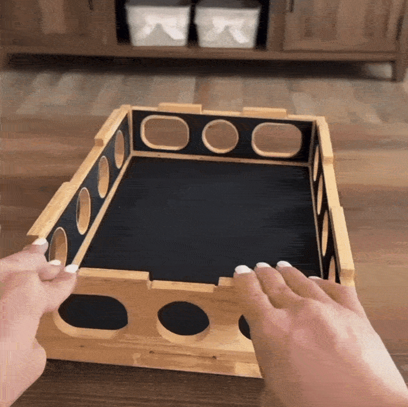 Solid Wood Cat Nail File Enrichment Box with Built-in Sandpaper