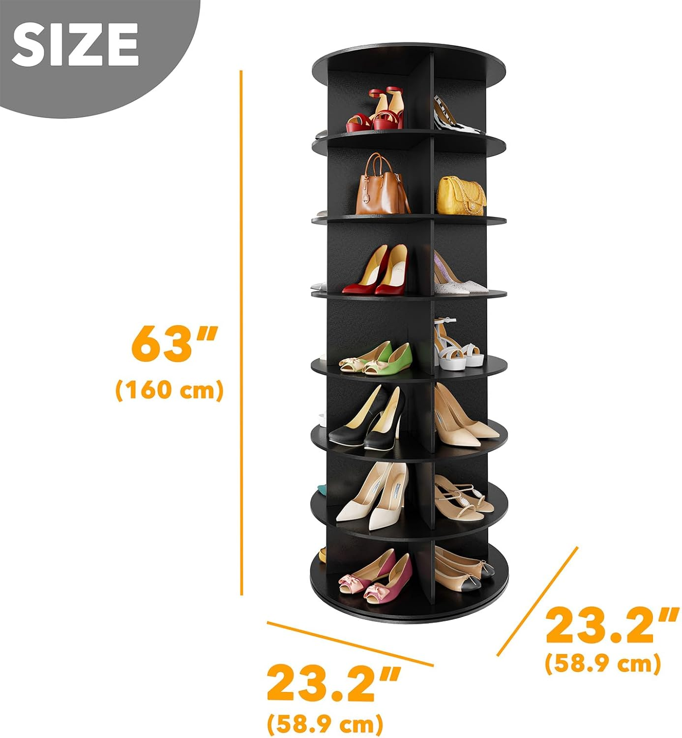 7-Tier 360° Rotating Shoe Rack Tower | Free Standing Revolving Shoe Organizer