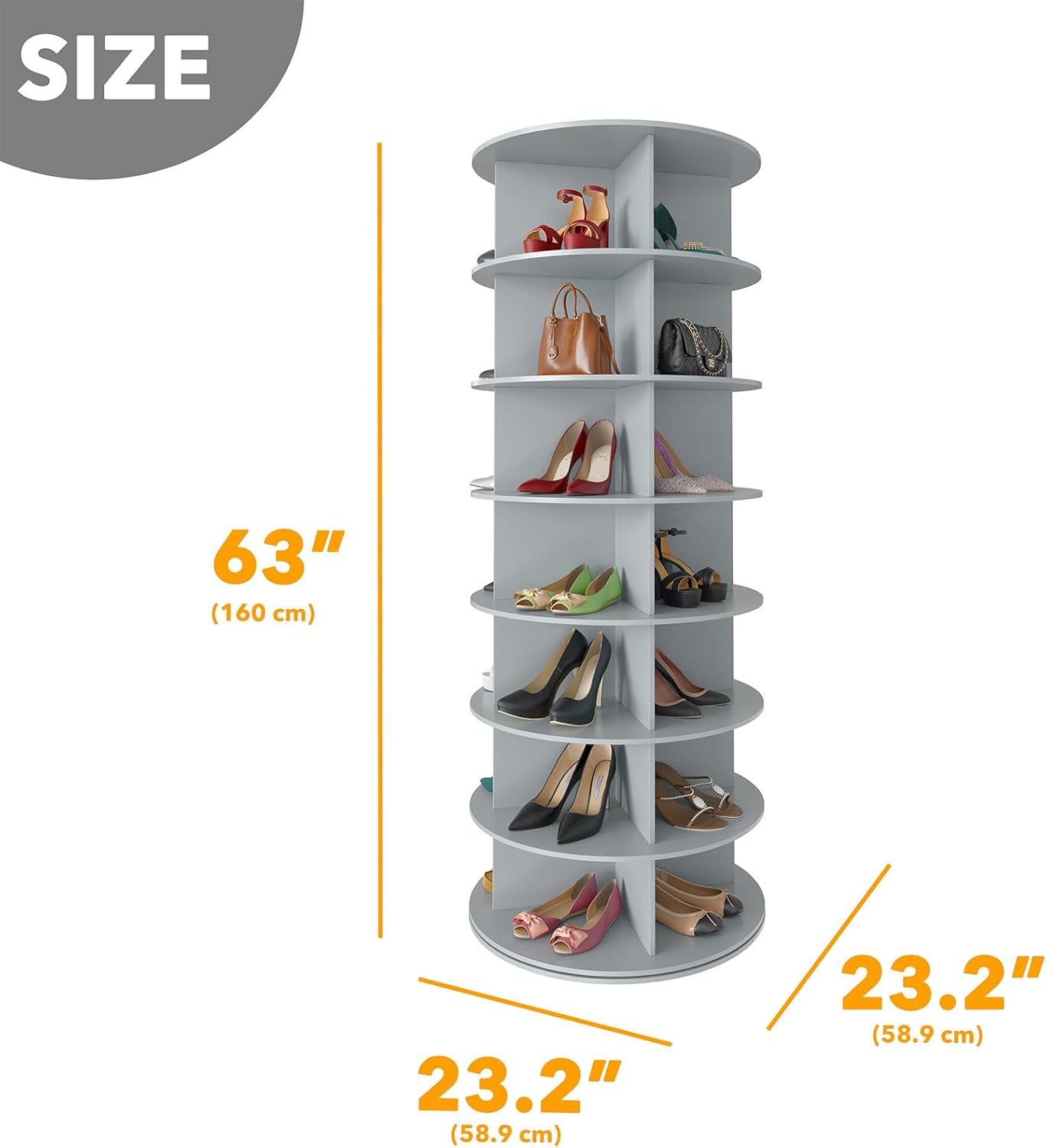 7-Tier 360° Rotating Shoe Rack Tower | Free Standing Revolving Shoe Organizer