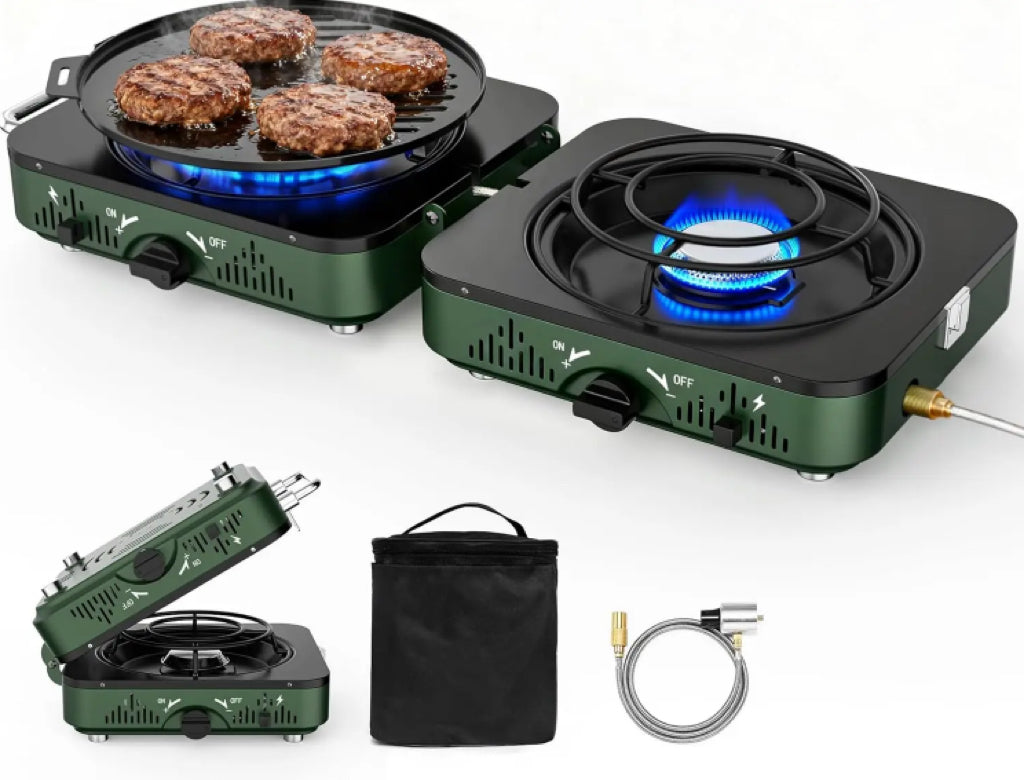 Portable Camp Stove 2 Burner Propane Gas Stove for Camping and Emergency Use