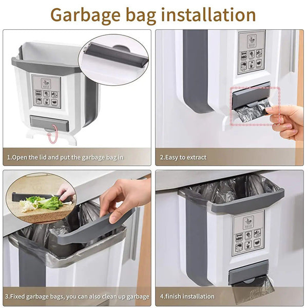 Foldable Kitchen Trash Bin Collapsible Waste Bin for Home