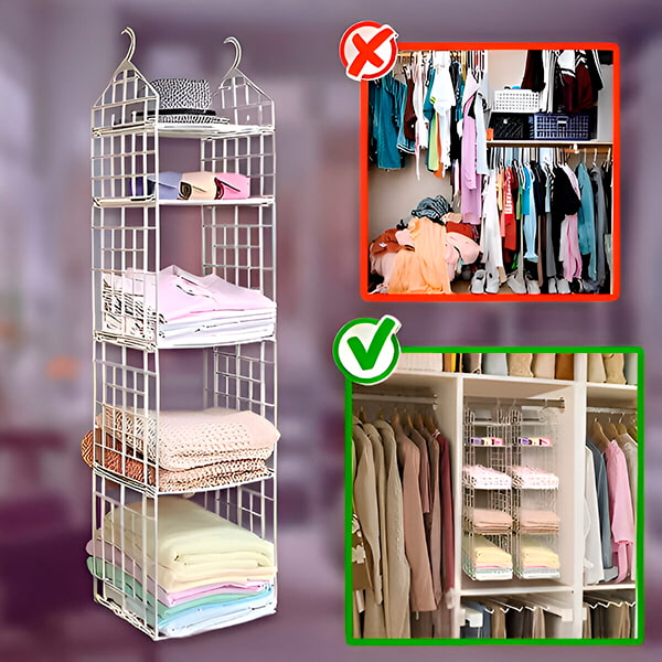 5-Tier Collapsible Storage Rack | Easy Assembly, Sturdy Organizer for Bedroom & Bathroom