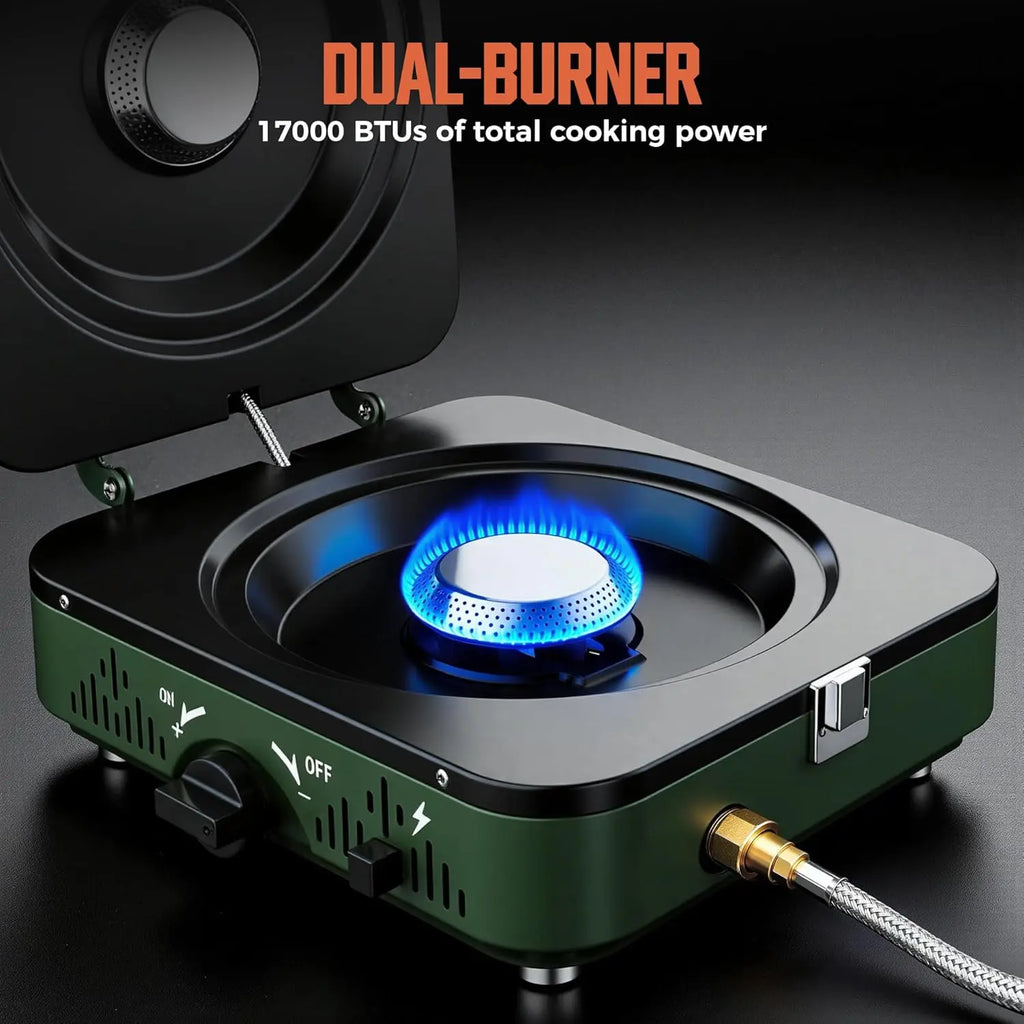 Portable Camp Stove 2 Burner Propane Gas Stove for Camping and Emergency Use