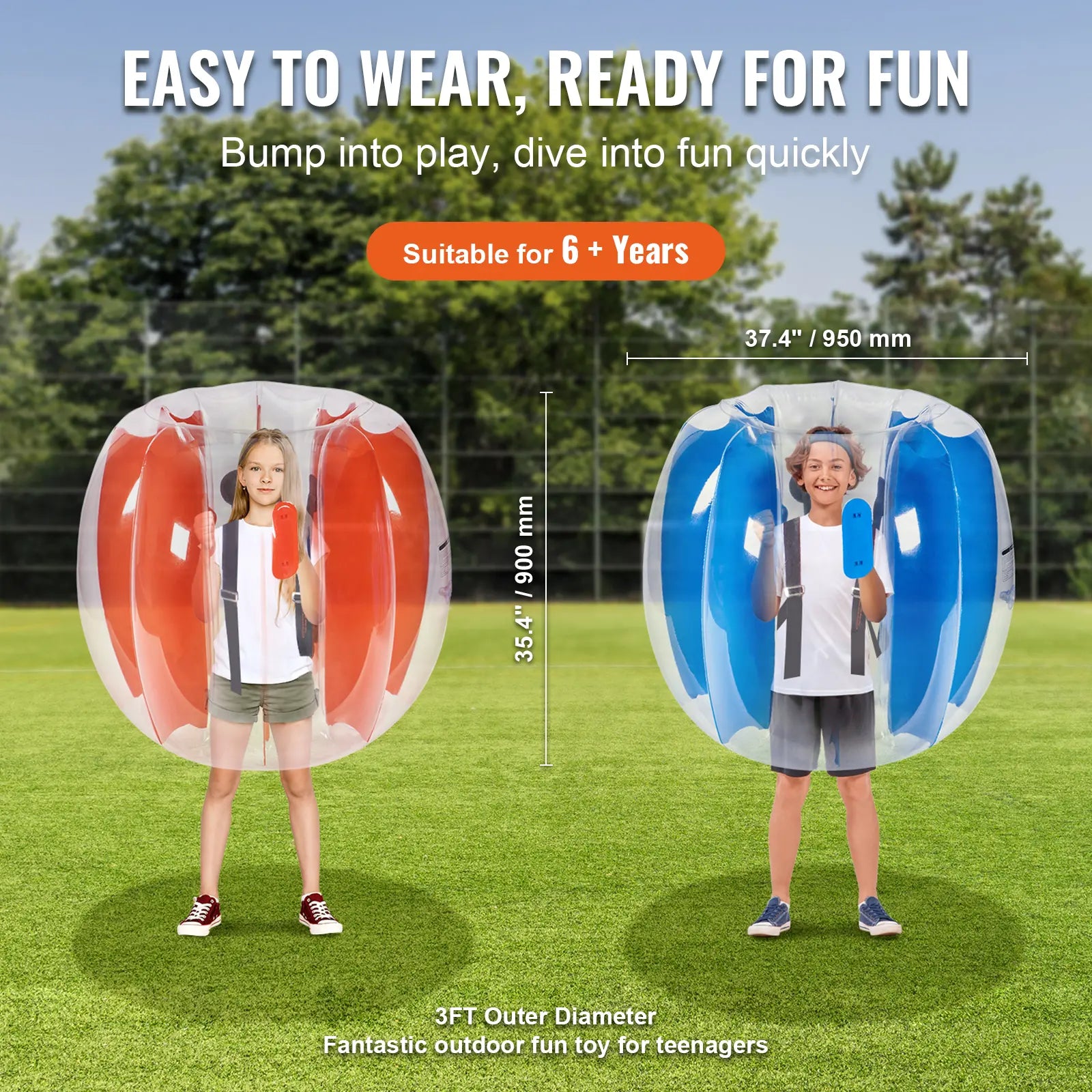 3FT Inflatable Human Hamster Bubble Balls for Outdoor Team Games Playground Yard