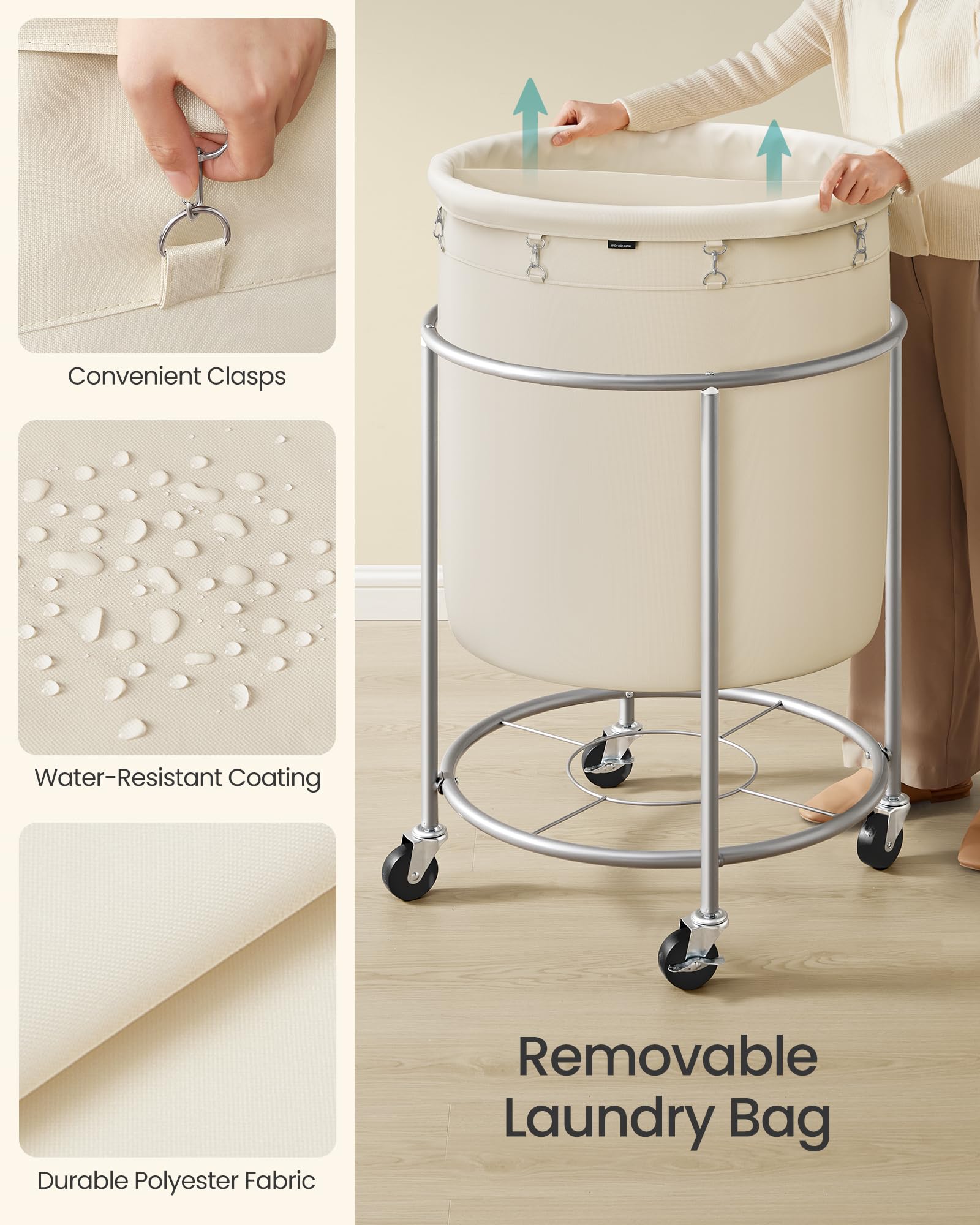 Heavy-Duty Rolling Laundry Basket Extra Large Storage Cart