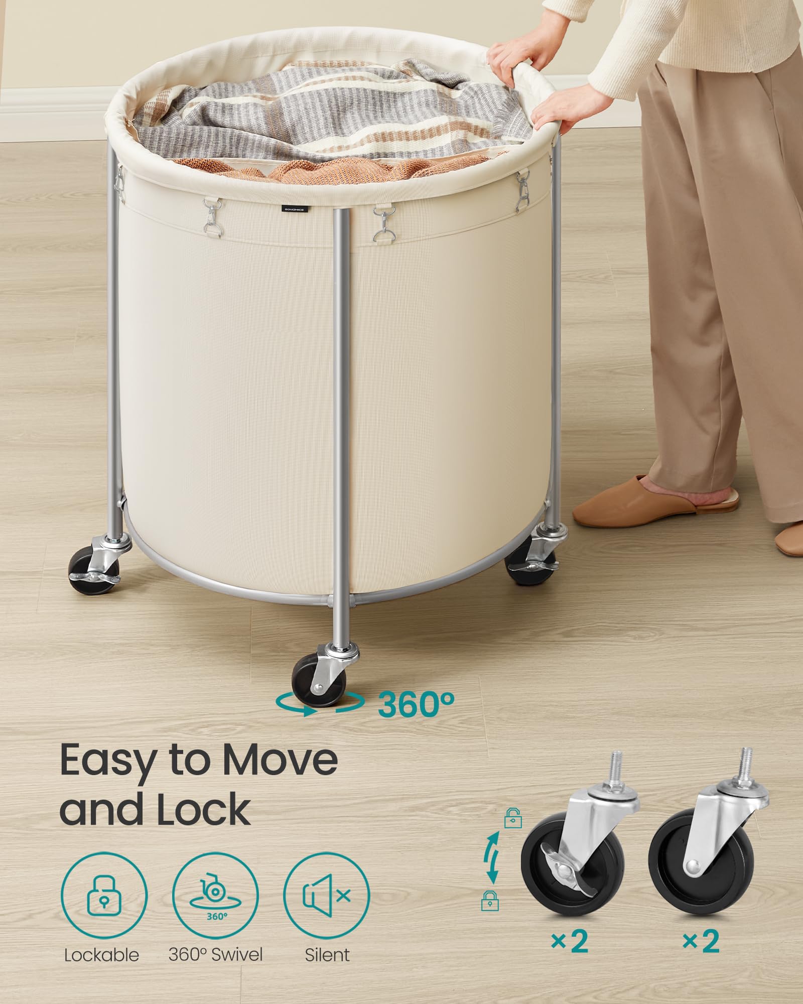 Heavy-Duty Rolling Laundry Basket Extra Large Storage Cart