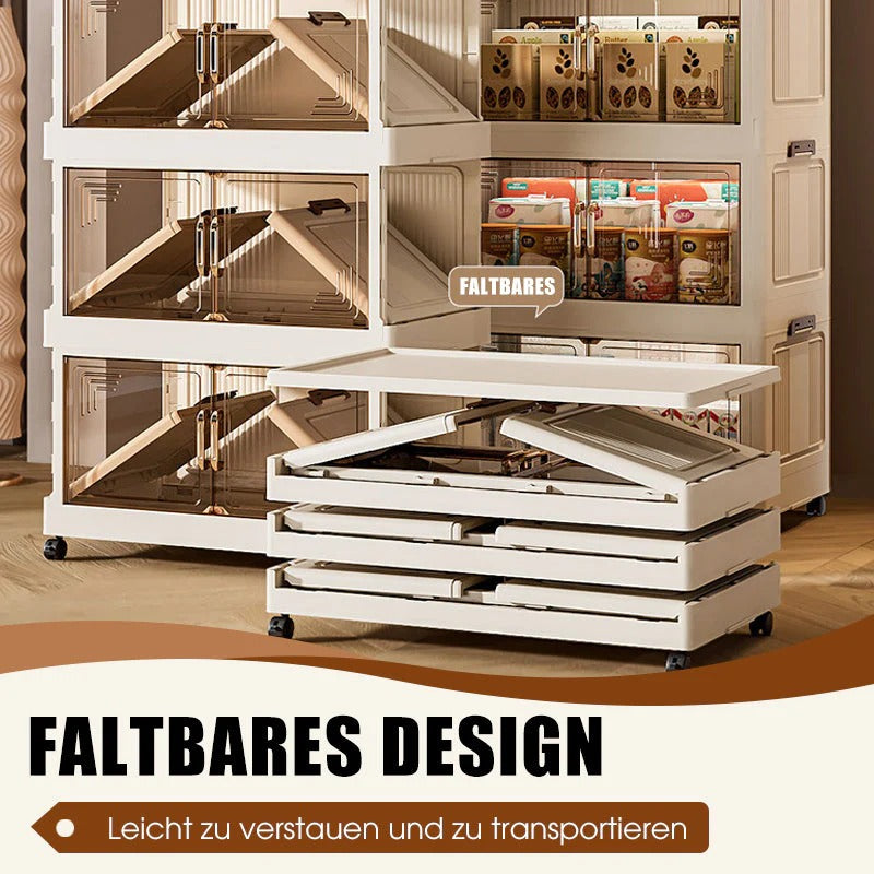 Foldable Stackable Storage Box with Wheels & Lid | 1-5 Layer Organizer for Home & Warehouse