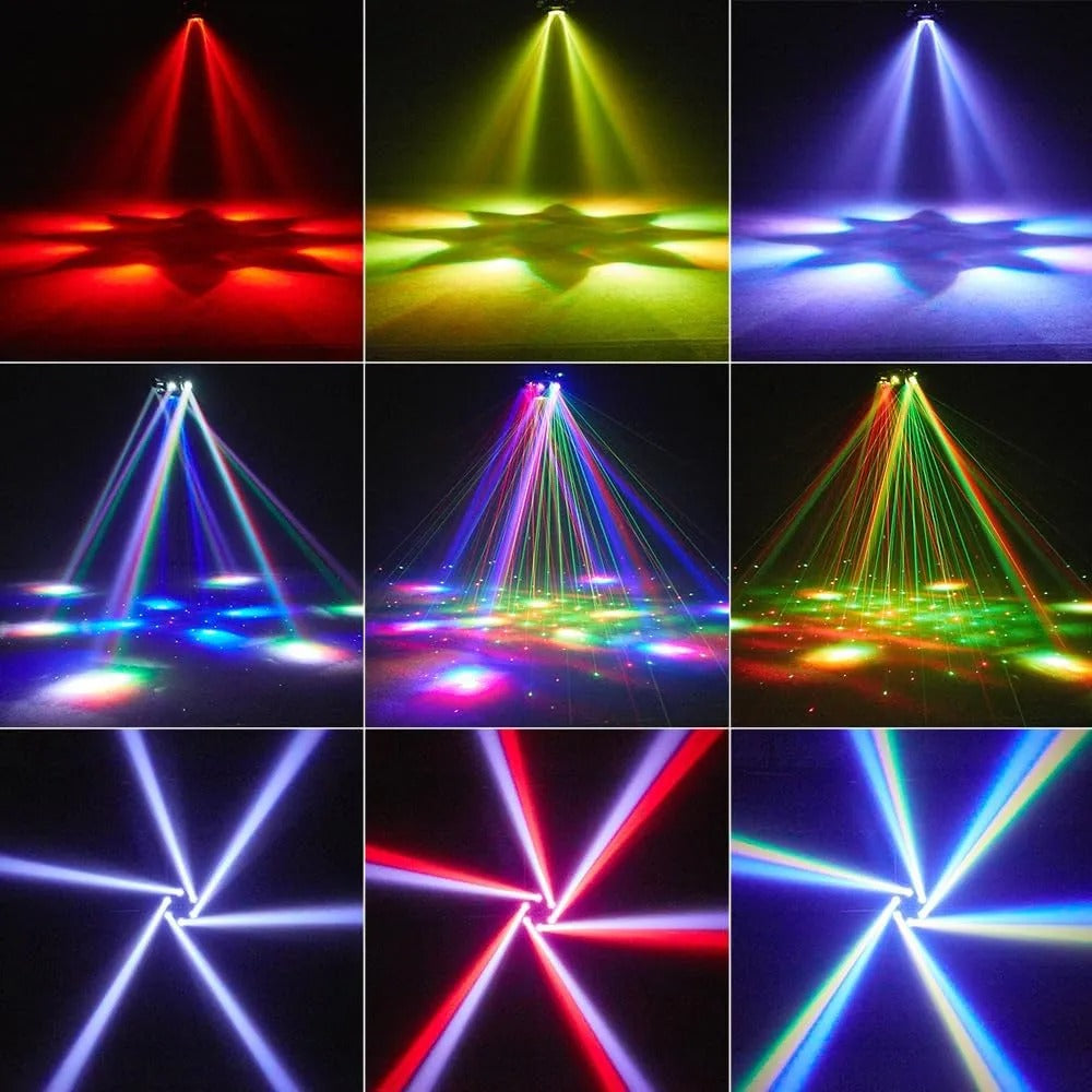 150W RGBW Moving Head DJ Light | 6-Arm Bee-Eye Stage Light for Party & Club Events