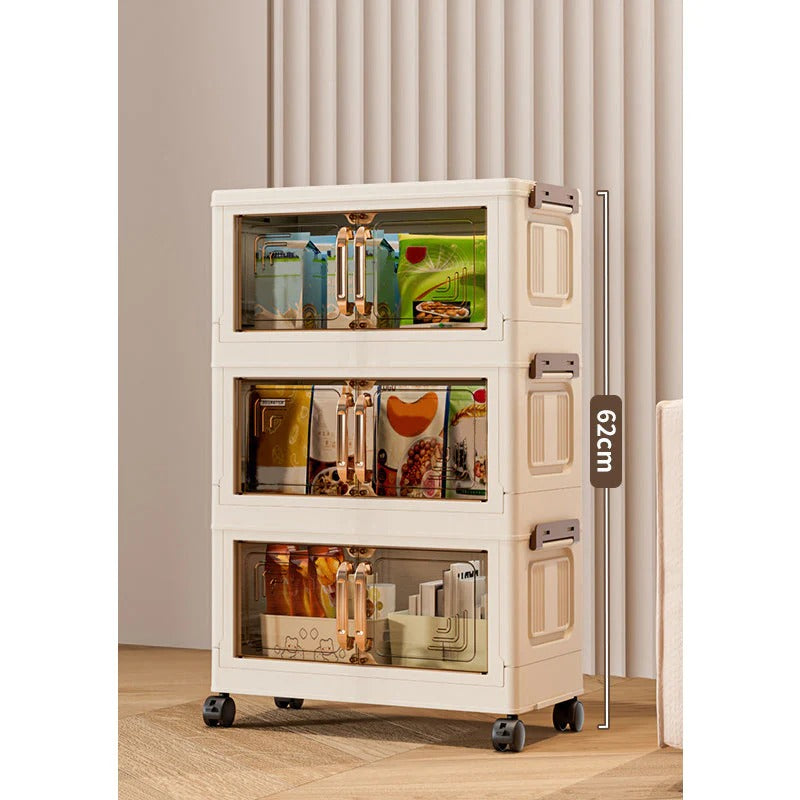 Foldable Stackable Storage Box with Wheels & Lid | 1-5 Layer Organizer for Home & Warehouse