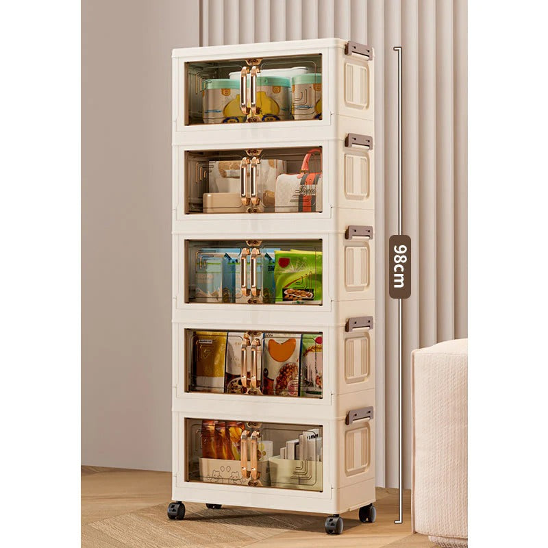 Foldable Stackable Storage Box with Wheels & Lid | 1-5 Layer Organizer for Home & Warehouse