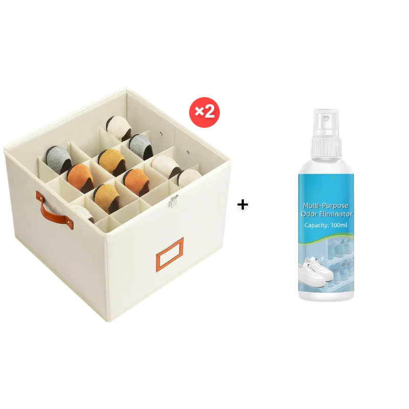 Fabric Foldable Shoe Organizer Storage Box | Space Saving Closet Shoe Storage