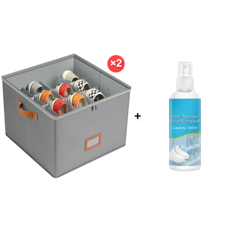 Fabric Foldable Shoe Organizer Storage Box | Space Saving Closet Shoe Storage