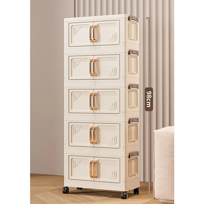 Foldable Stackable Storage Box with Wheels & Lid | 1-5 Layer Organizer for Home & Warehouse