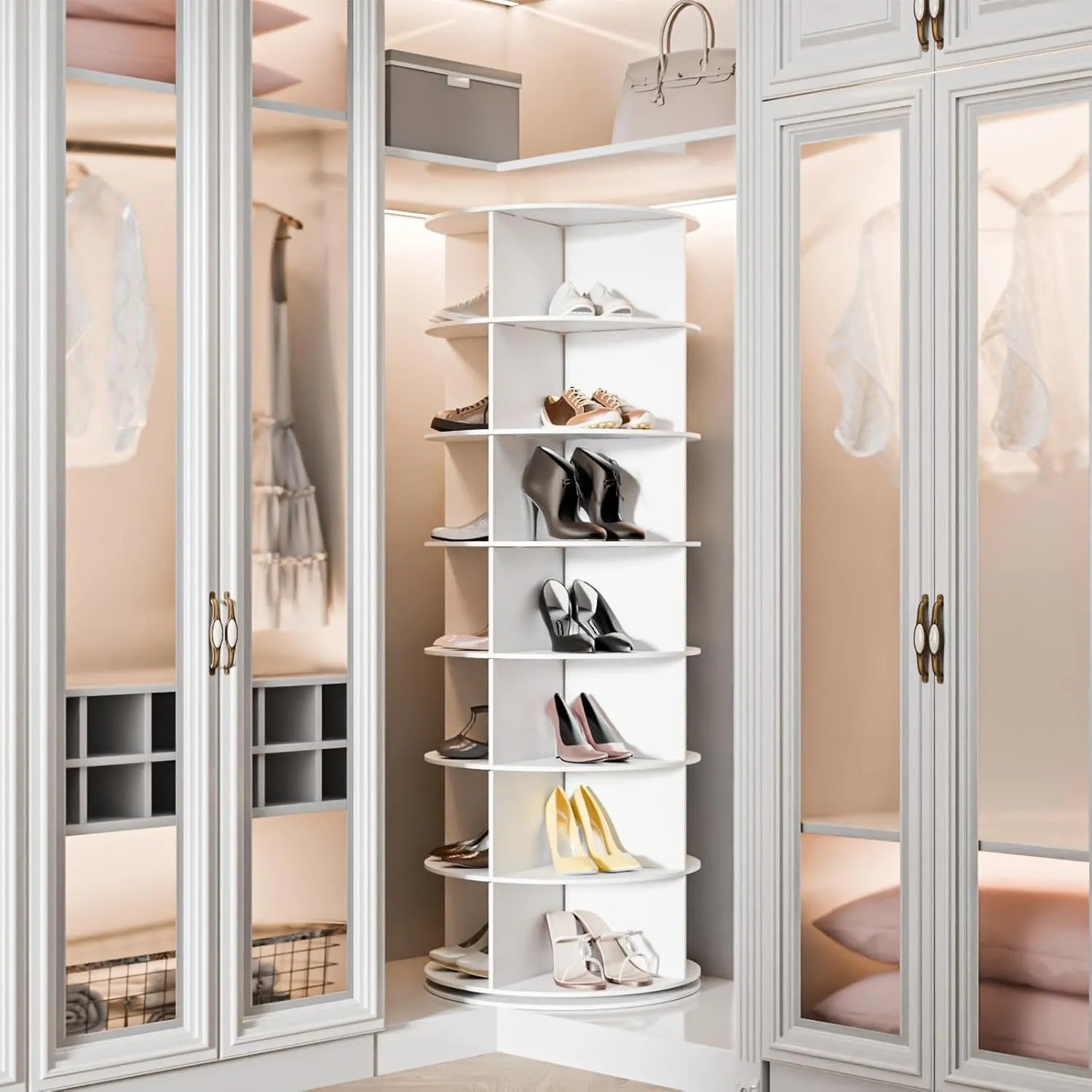 7-Tier 360° Rotating Shoe Rack Tower | Free Standing Revolving Shoe Organizer