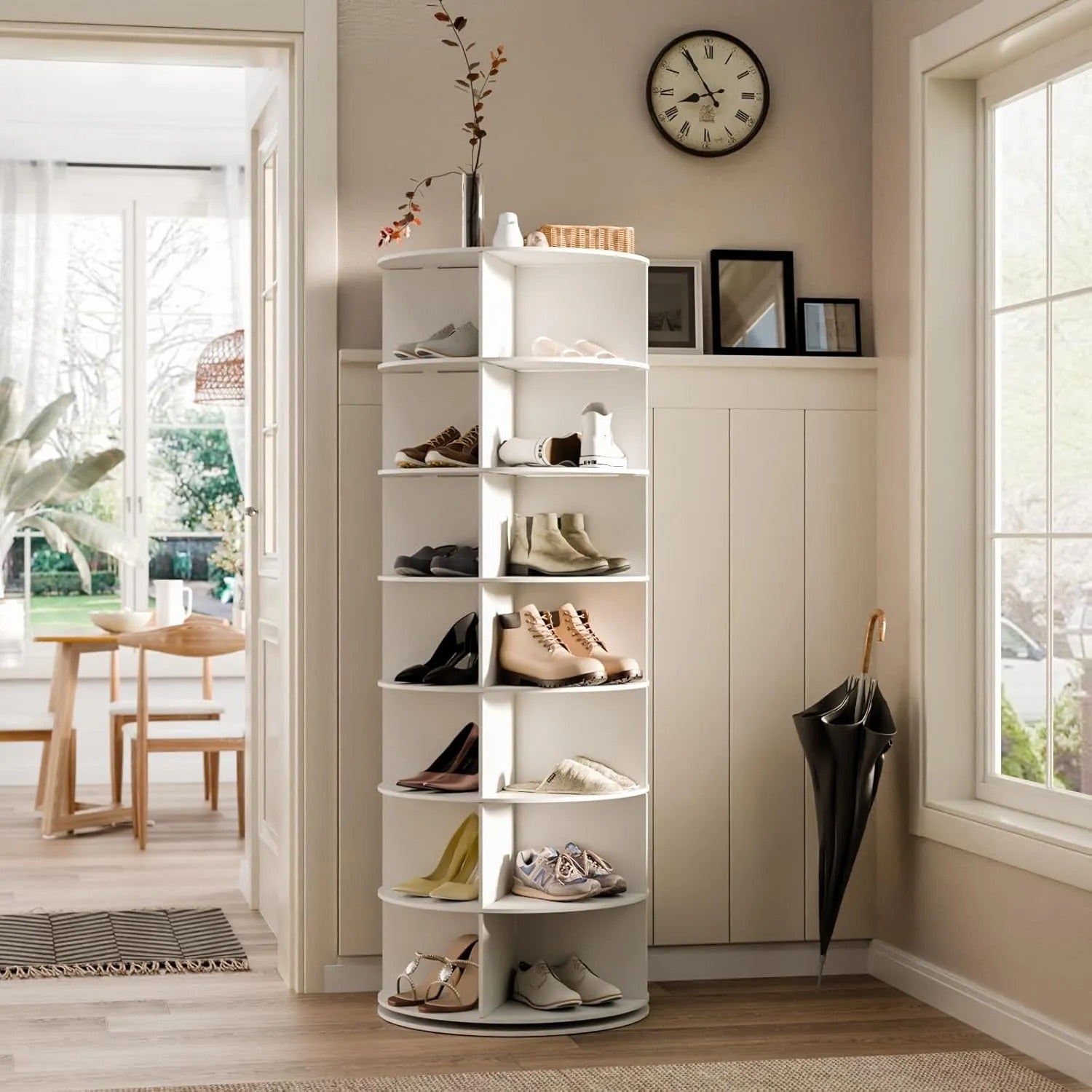7-Tier 360° Rotating Shoe Rack Tower | Free Standing Revolving Shoe Organizer