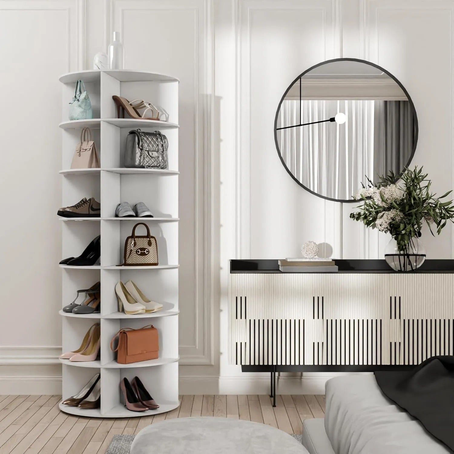 7-Tier 360° Rotating Shoe Rack Tower | Free Standing Revolving Shoe Organizer