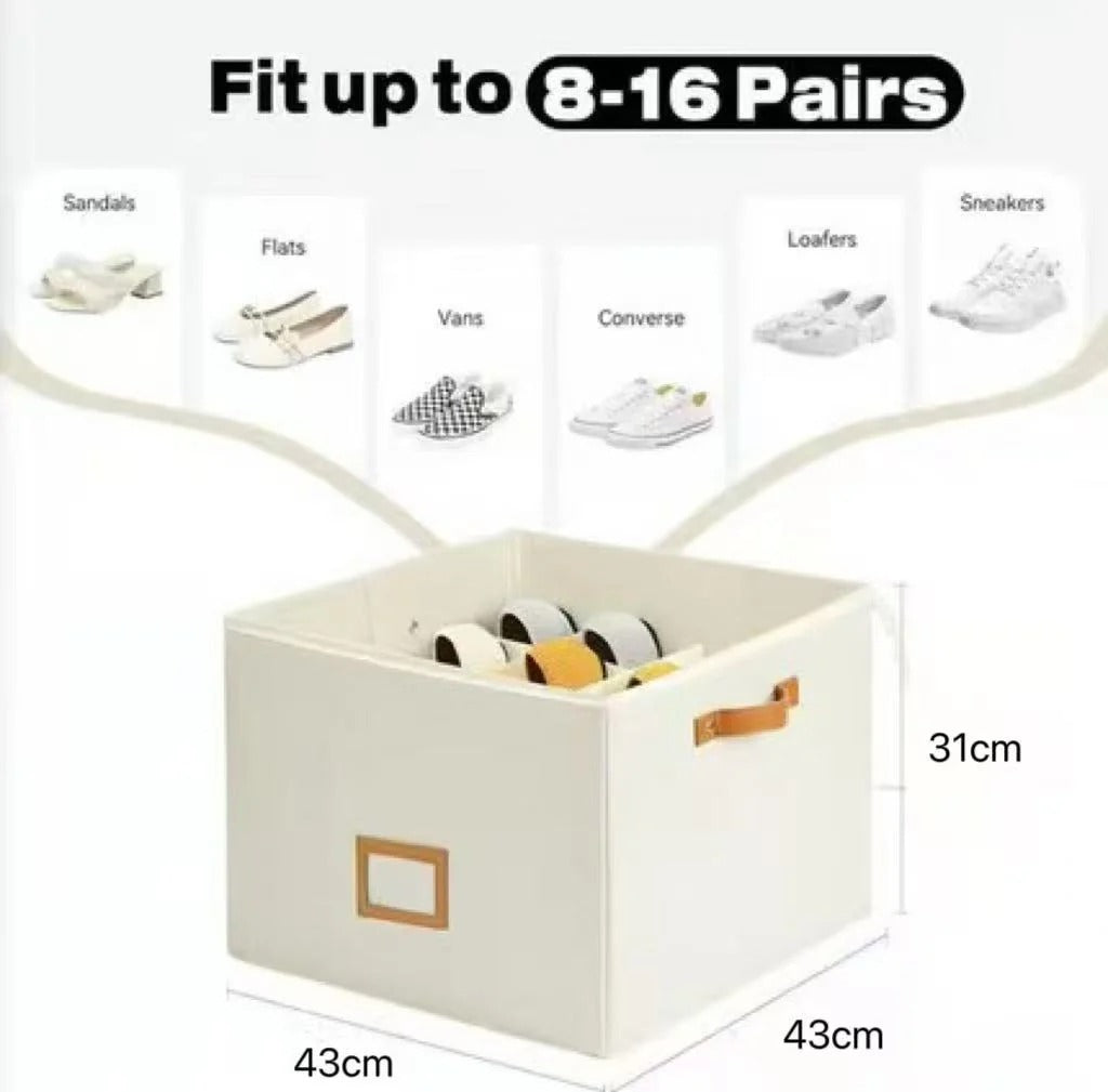 Fabric Foldable Shoe Organizer Storage Box | Space Saving Closet Shoe Storage