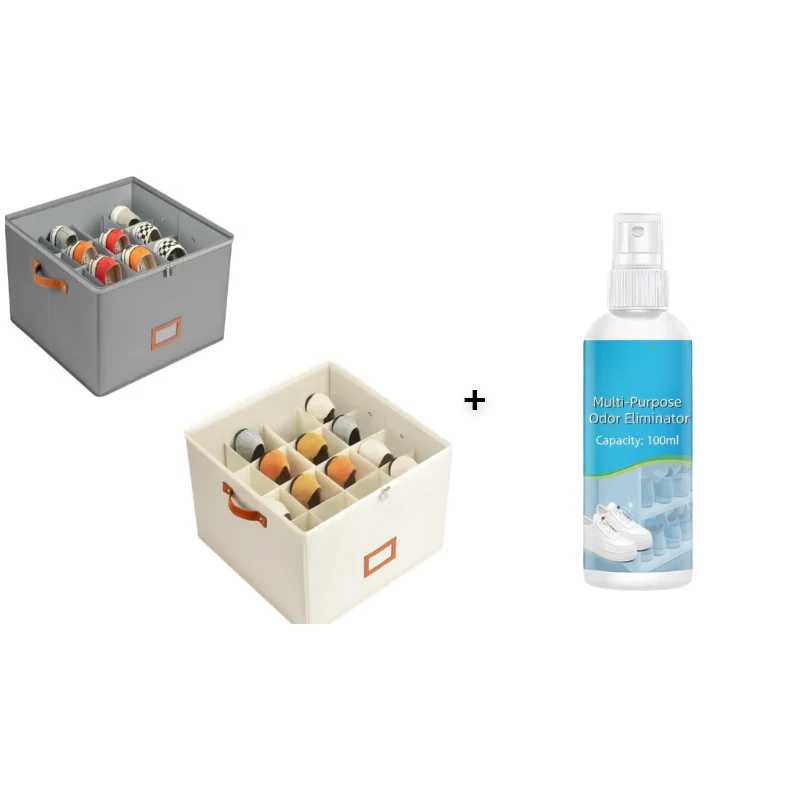Fabric Foldable Shoe Organizer Storage Box | Space Saving Closet Shoe Storage