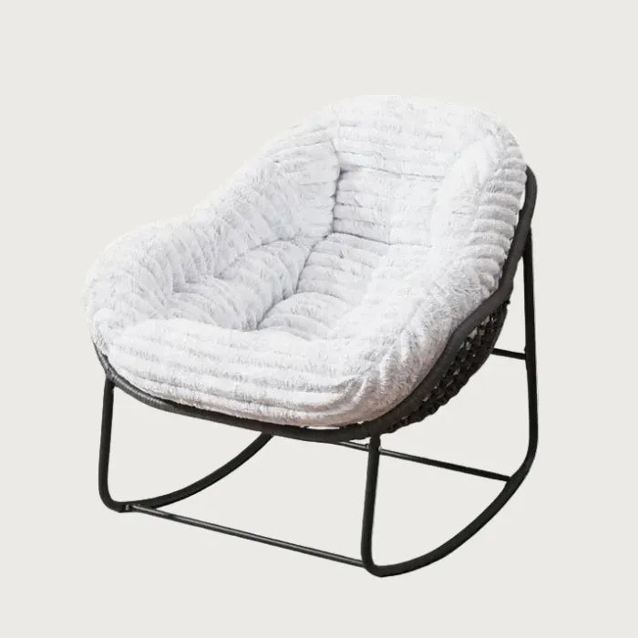 Oversized Papasan Rocking Chair with Thick Plush Cushion for Indoor & Outdoor Use