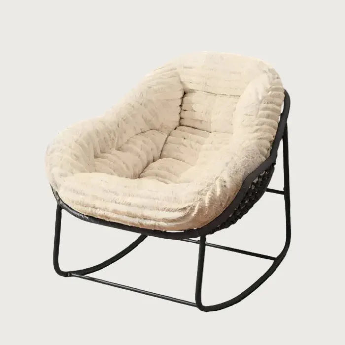Oversized Papasan Rocking Chair with Thick Plush Cushion for Indoor & Outdoor Use