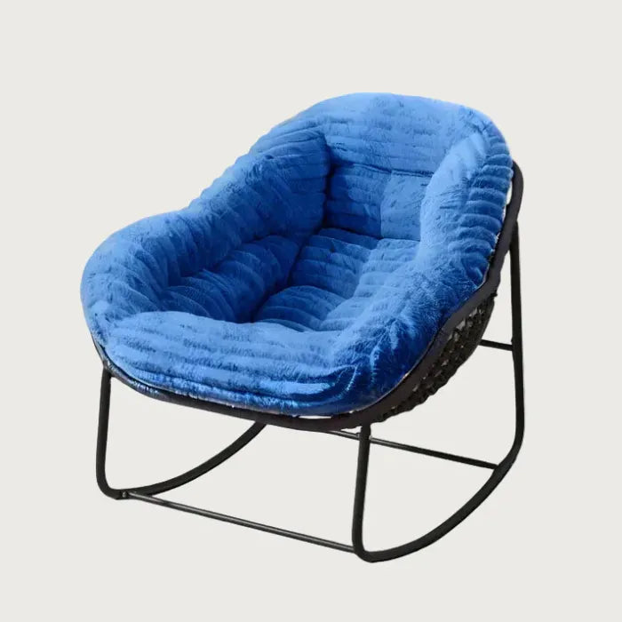 Oversized Papasan Rocking Chair with Thick Plush Cushion for Indoor & Outdoor Use