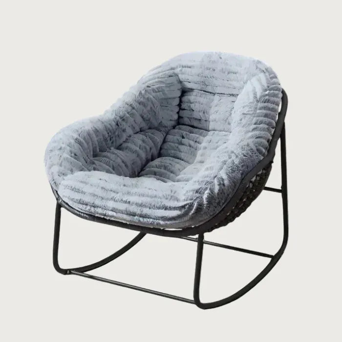 Oversized Papasan Rocking Chair with Thick Plush Cushion for Indoor & Outdoor Use