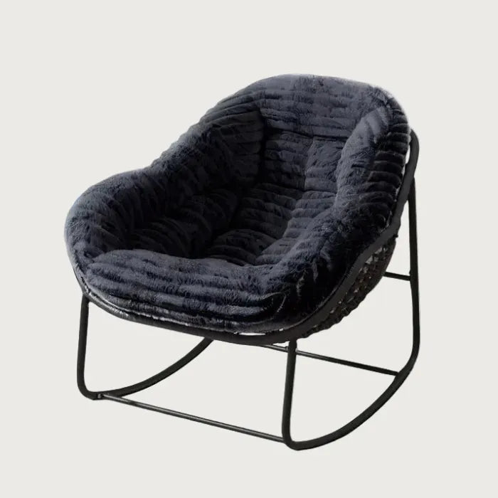 Oversized Papasan Rocking Chair with Thick Plush Cushion for Indoor & Outdoor Use
