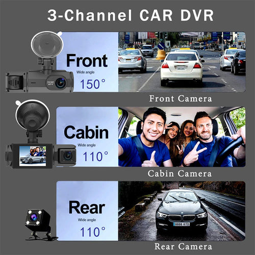 1080P HD Front & Rear Dash Cam with Reverse Camera – Night Vision & G-Sensor
