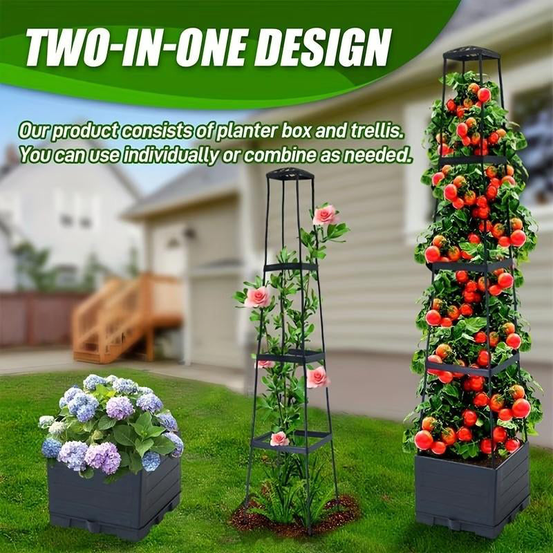 Raised Garden Bed Planter Box with Trellis