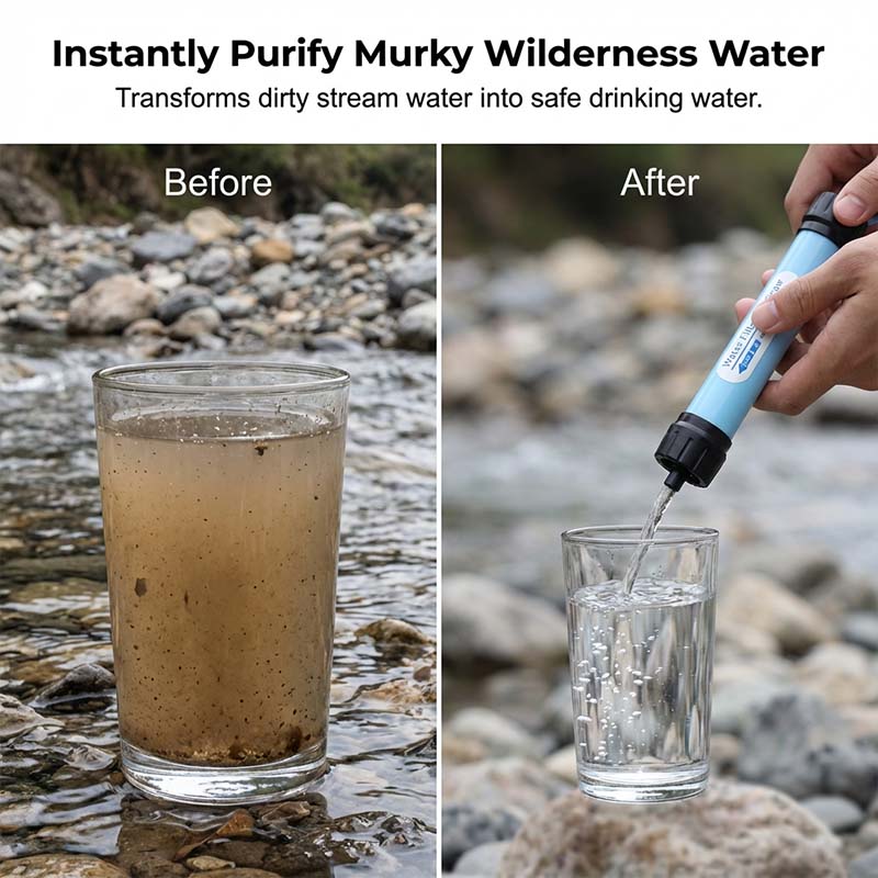 Portable Gravity Water Filter System for Outdoor Camping Hiking